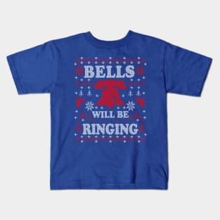 Philly Liberty Bell Philadelphia Bells WIll Be Ringing Ugly Christmas Sweater Party Philly Fan Kids T-Shirt